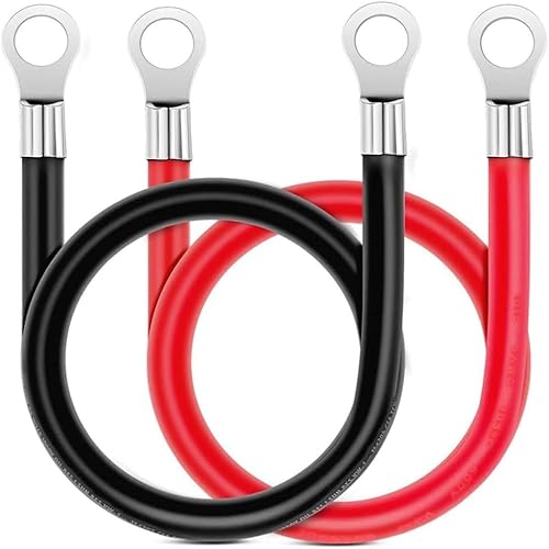 lcyen 2 Stück M10 Batteriekabel 16mm2,5AWG Batteriekabel 12v Kabel 70cm, Autobatterie Kabel Batteriekabel Kupferkabel Kupfer Stromkabel Ringkabelschuhe, Auto Batterieladekabel von lcyen