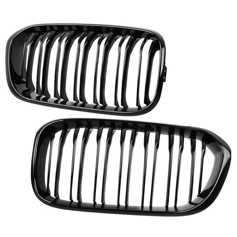 lcyen F20 Nieren Schwarz,Kühlergrille Passend für BMW 1er F20 F21 Grill 2011 2012 2013 2014 Doppelsteg Grill Glanz Schwarz Kühlergrill Vorne(1er F20 2011-2014) von lcyen