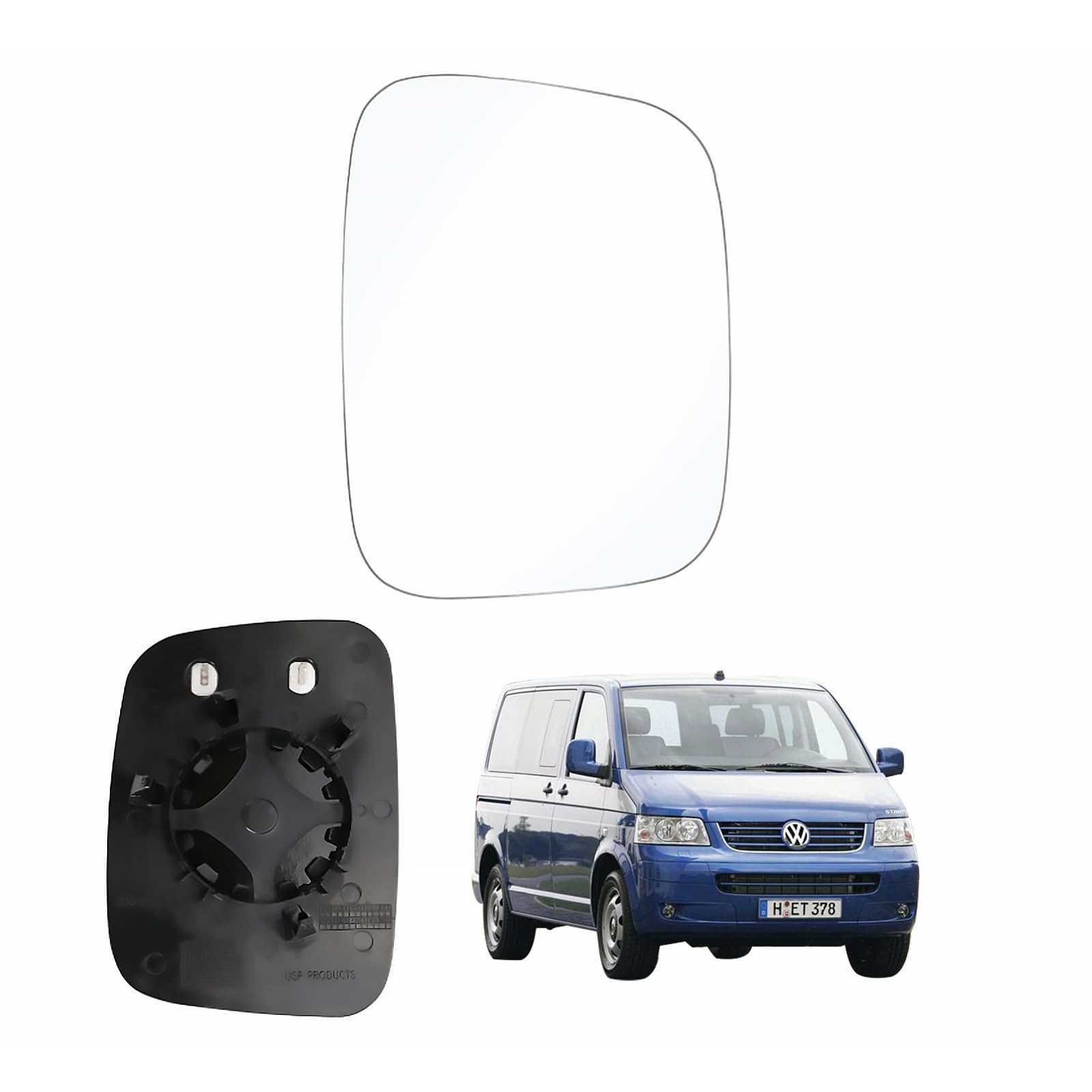 lcyen Spiegelglas Rechts Ersatz für VW T5 2003-2009 Caddy 2004-2015 Heizbar Ersatzspiegelglas mit Trägerplatte 7H0857521 7H0857522 von lcyen