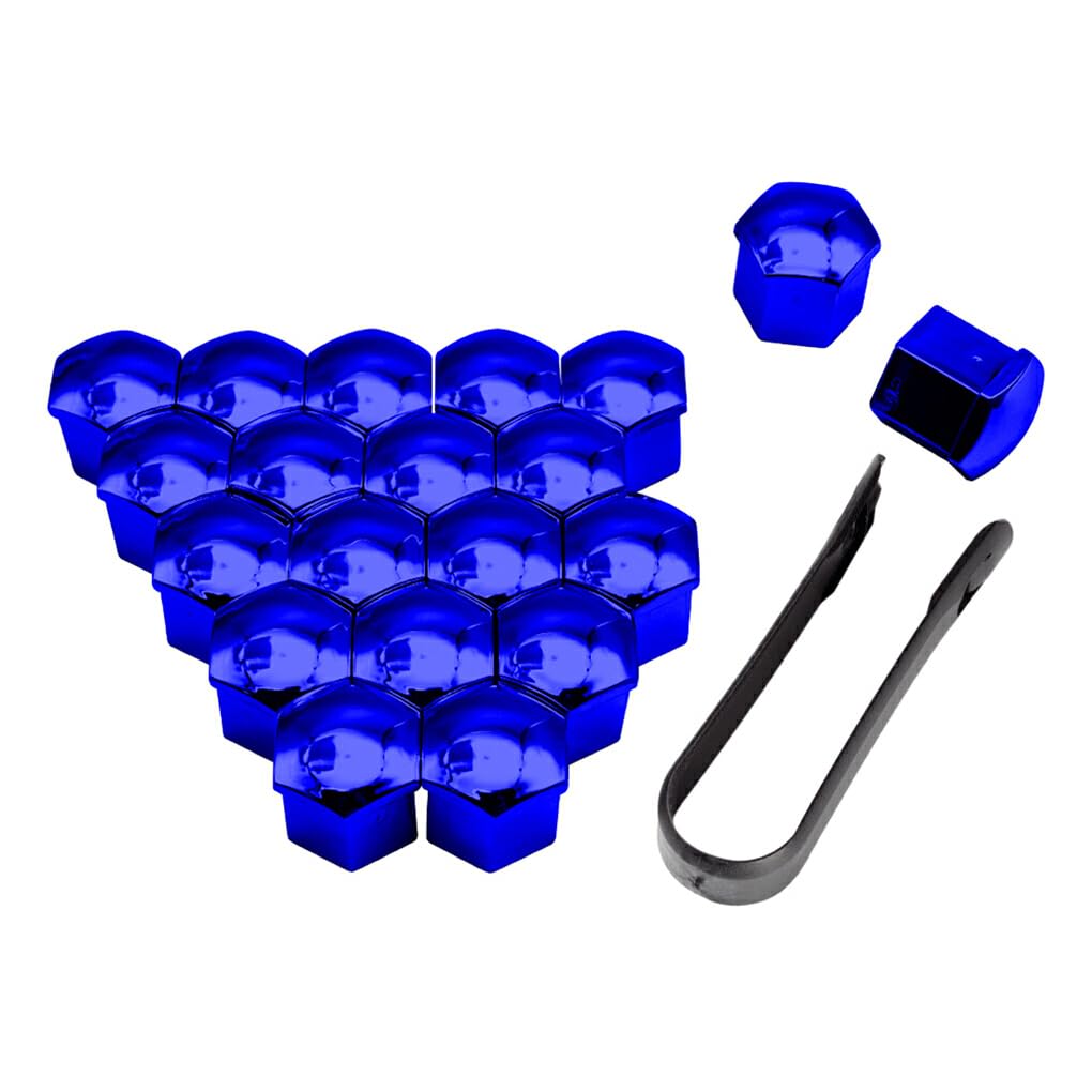 lerwliop Packung mit 20 Auto-Radmutterkappen, universelle Auto-Nabenschraubenabdeckung, rostfrei, staubdicht, Autoreifenmuttern, Felgenschutz, Blau überziehen, 21mm von lerwliop