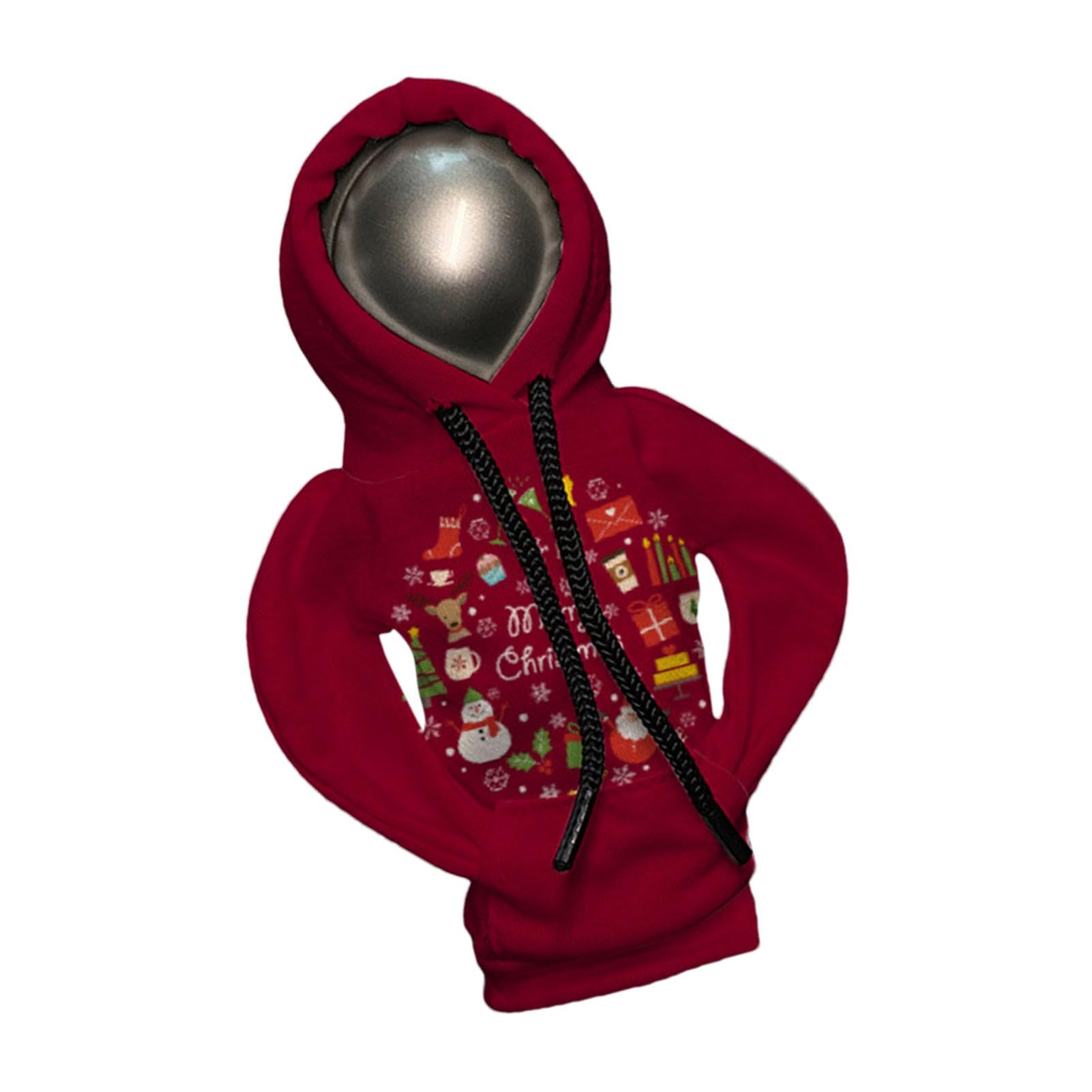 Leryveo Hoodie Gear Shift Cover, Gear Shift Hoodie - Lustiger Auto-Shifter-Hoodie,Winziger Kapuzenpullover für Auto-Schalthebel, Weihnachtsdruck, Winter-warmer Schaltknauf-Abdeckungspullover, von leryveo