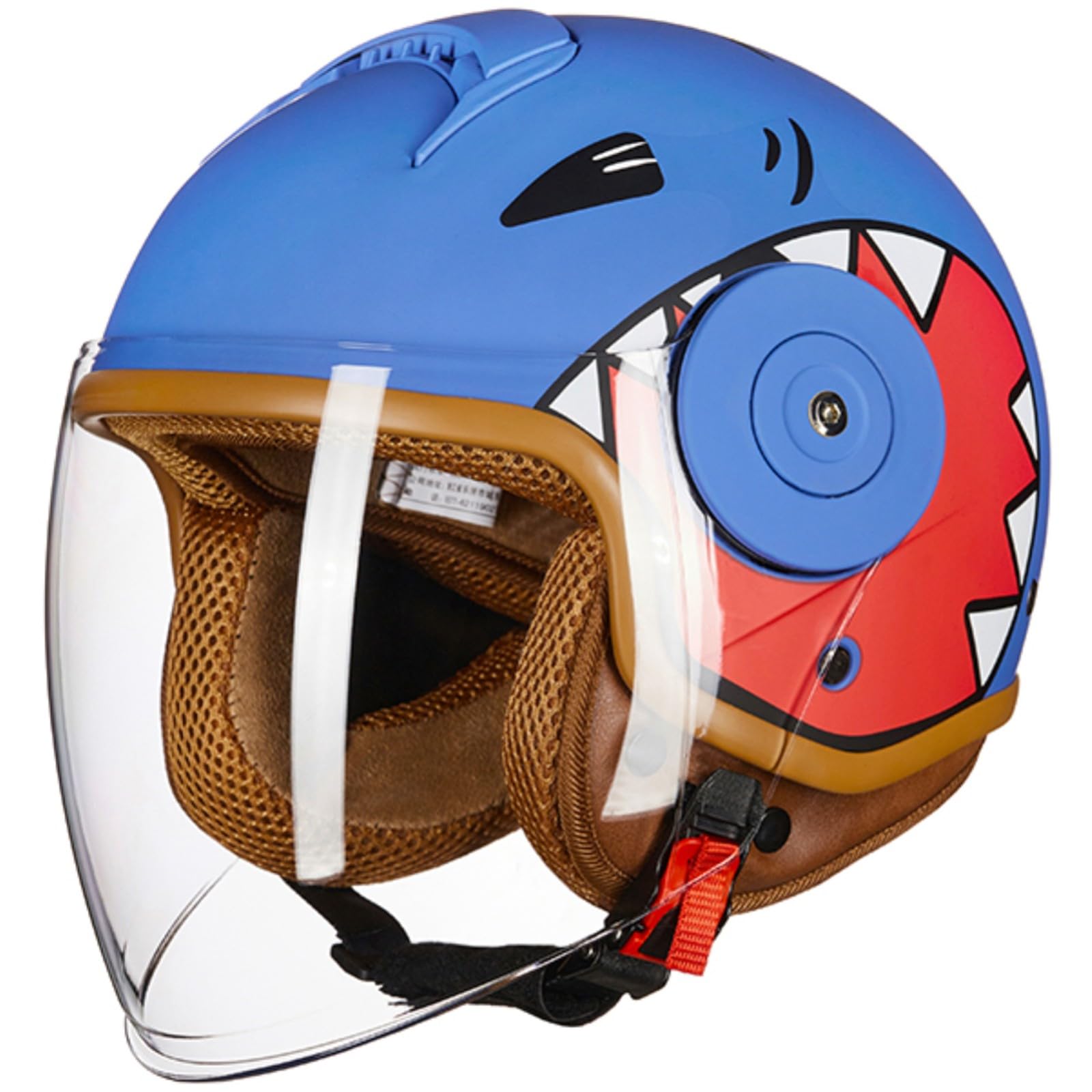 Niedlicher Kinderhelm Für 5-16 Jahre Alte Jungen Und Mädchen, Motorrad-Halbhelm Für Jugendliche, Niedlicher Vespa-Jethelm Für Kinder Mit Visier, ECE-Geprüft 10,48-55CM von letianzhao