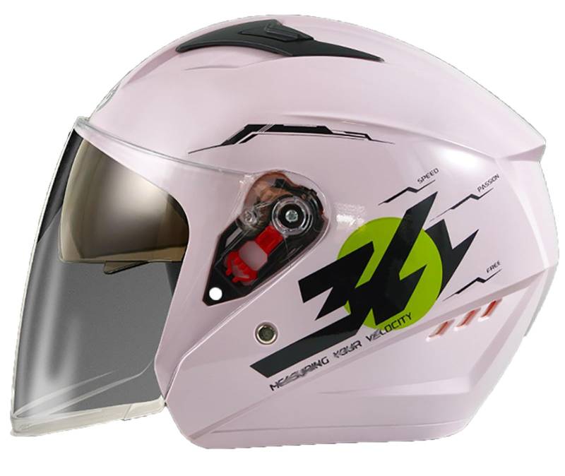 Offener Motorradhelm Für Erwachsene Und Jugendliche, ECE-Geprüft, 3/4-Retro-Vespa-Helm Für Herren Und Damen Mit Visieren, Halbhelme Für ATV, Moped, Cruiser, Chopper B,58-62cm von letianzhao