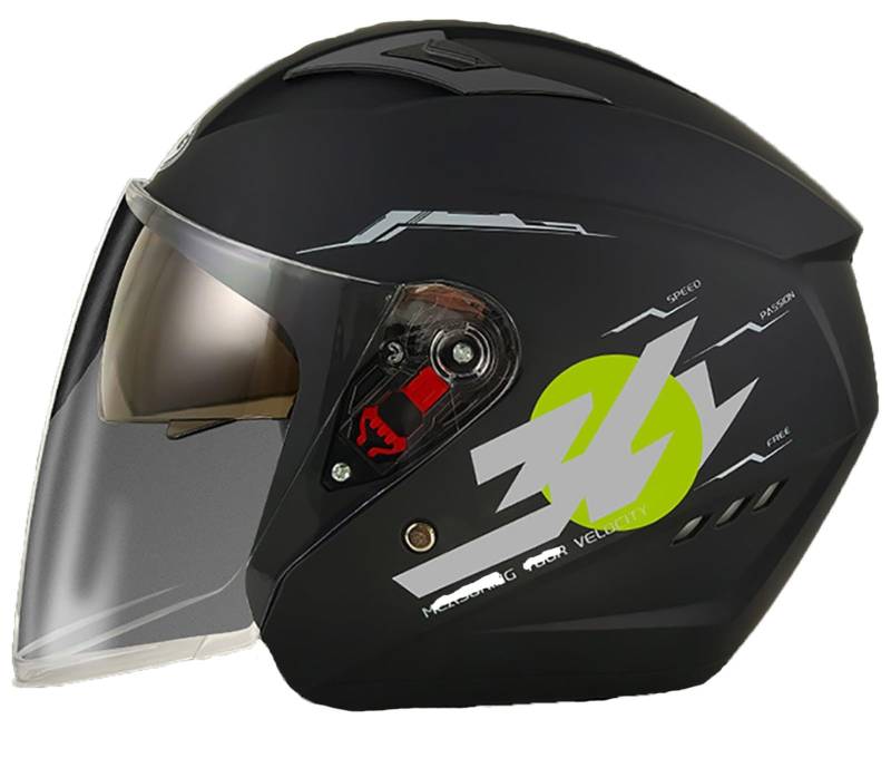 Offener Motorradhelm Für Erwachsene Und Jugendliche, ECE-Geprüft, 3/4-Retro-Vespa-Helm Für Herren Und Damen Mit Visieren, Halbhelme Für ATV, Moped, Cruiser, Chopper E,58-62cm von letianzhao