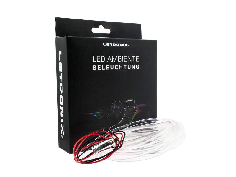 LETRONIX LED Lichtleiste Ambientebeleuchtung Ambiente Auto 12V 2M Lichtleiter (Kalt-Weiß 6000K) von letronix