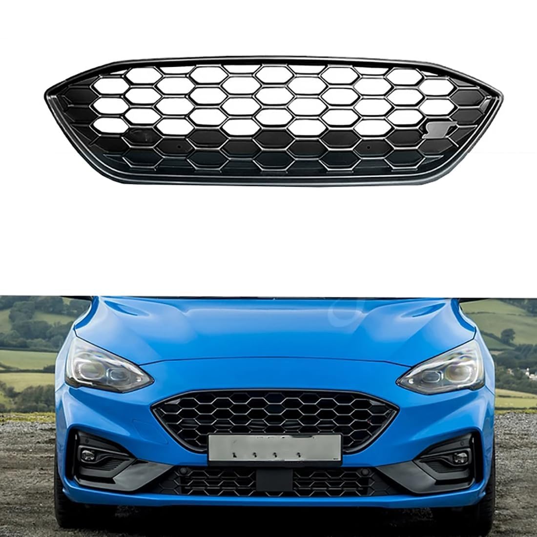 likaini Radiator Kühlergrille Mittelnetz Frontstoßstangengrill Verkleidung Für Focus ST ST-Line 2019 2020 2021 MK4,B/B Style von likaini