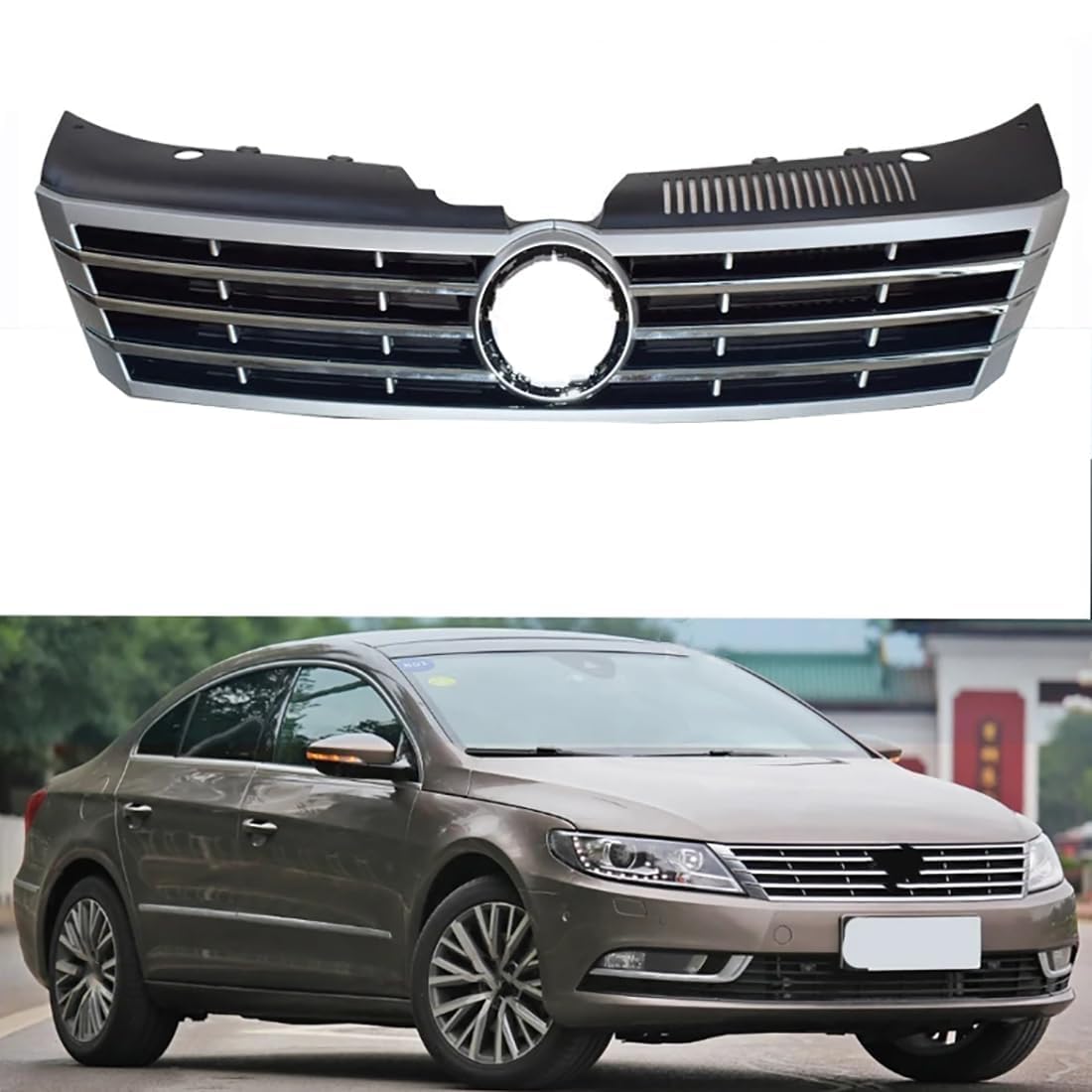 likaini Radiator Kühlergrille Mittelnetz Frontstoßstangengrill Verkleidung Für VW Passat CC 2013-2017,A/Black-Sliver von likaini