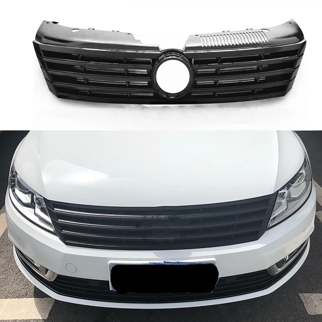 likaini Radiator Kühlergrille Mittelnetz Frontstoßstangengrill Verkleidung Für VW Passat CC 2013-2017,B/Glossy Black von likaini