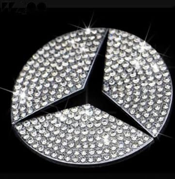 lishitool Bling Lenkrad-Logo, kompatibel mit Mercedes Benz, Kristall-Emblem, Zubehör, Innendekorationen für Damen (45 mm/49 mm, Silber) (45 cm) von lishitool