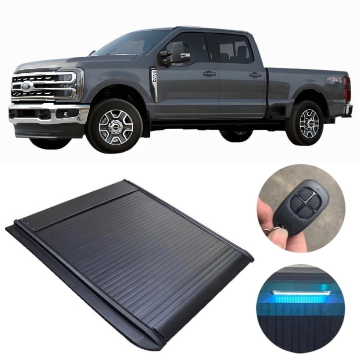 liujialigr Einziehbare Ladeflächenabdeckung aus Aluminium, kompatibel mit Ford F-250 F250 Super Duty 2025, Ladeflächenabdeckung mit Schloss, langlebiges Zubehör for die Rückabdeckung von Lkw(Electric) von liujialigr