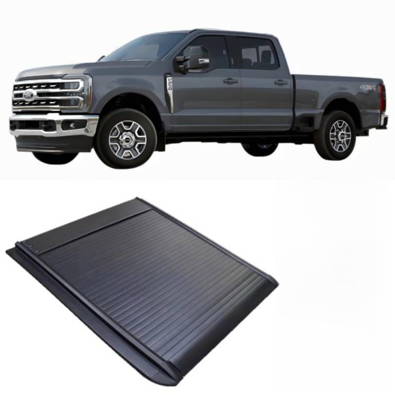 liujialigr Einziehbare Ladeflächenabdeckung aus Aluminium, kompatibel mit Ford F-350 F350 Super Duty 2025, Ladeflächenabdeckung mit Schloss, langlebiges Zubehör for die Rückabdeckung von Lkw(Electric) von liujialigr