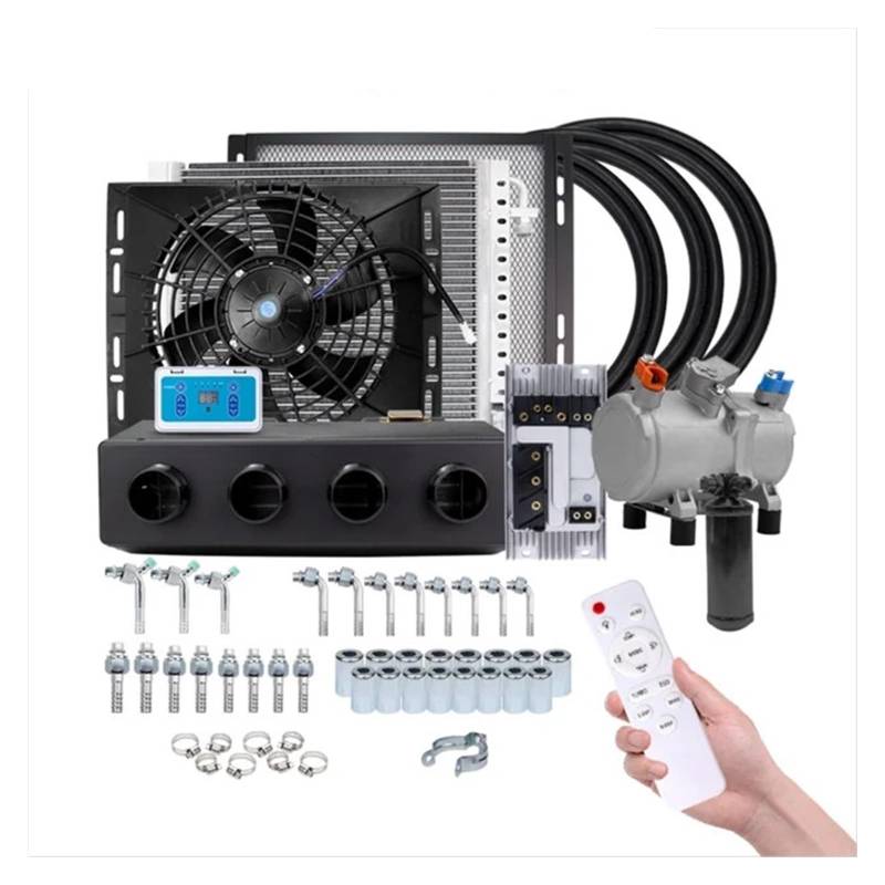 liujialigr Universal 4 Loch Auto Elektrische Klimaanlage Kompressor 12V24V Werkzeuge for Auto Van Street Rod Hot Klassische Klimaanlage lkw(Cool and Heat 12V) von liujialigr