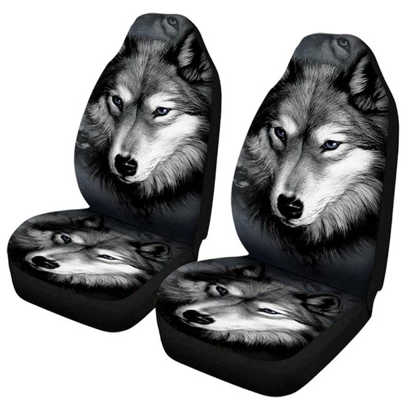 liuzz 3D Tier Wolf Druck Universal Autositzbezüge Auto Styling Auto Sitzbezug Auto Vollsitzbezug Protector Interieur Zubehör-2Pc von liuzz