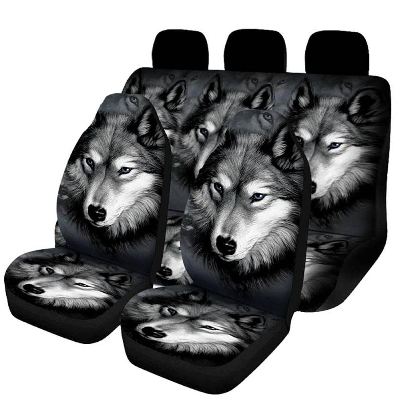 liuzz 3D Tier Wolf Druck Universal Autositzbezüge Auto Styling Auto Sitzbezug Auto Vollsitzbezug Protector Interieur Zubehör-7Pc von liuzz