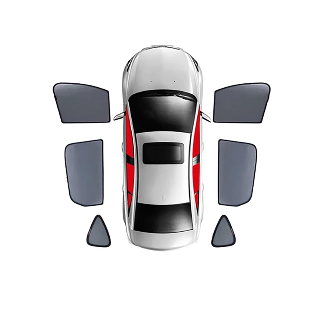 Auto-Seitenfenster-Sonnenschutz für VW Touran 5T 2016-2024,4 x Sonnenblende für Seitenfenster, Heckscheibe, atmungsaktiver Sonnenschutz,All-Black-6PCS von ljxwzh
