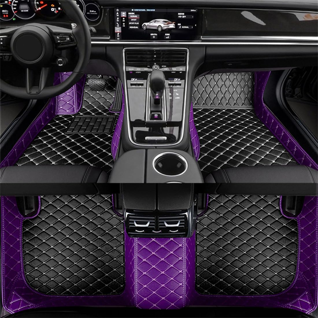 Autofußmatten-Teppich für Ford Mustang Mach-E 2021 2022, Anti-Wasser-Pad, Fußmatten-Set, LHD,Purple Black von ljxwzh