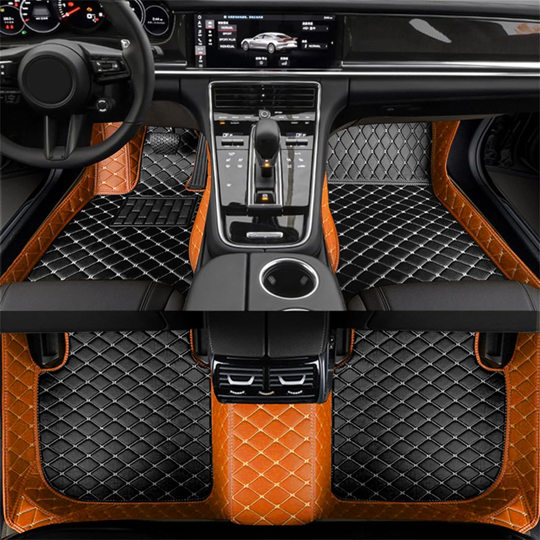 Autofußmatten-Teppich für Hyundai Veloster 2011-2020, Anti-Wasser-Pad, Fußmatten-Set, LHD,Orange Black von ljxwzh