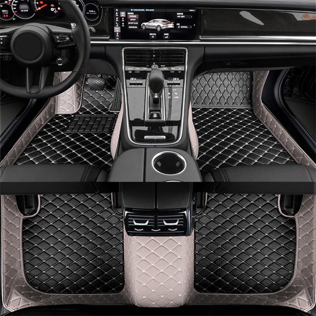 Autofußmatten-Teppich für Kia Soul 2010-2017, Anti-Wasser-Pad, Fußmatten-Set, LHD,Gray Black von ljxwzh