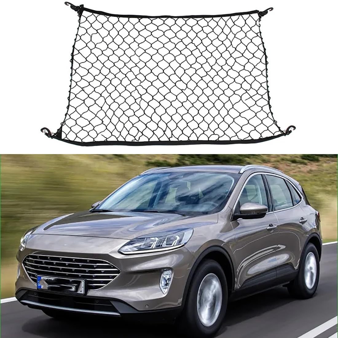 ljxwzh Kofferraumnetz für Ford Kuga Escape MK3 2020 2021 2022 2023, Elastisches Aufbewahrungsnetz für Gepäck/Kofferraum, Nylon-Mesh-Netzhaltertasche von ljxwzh