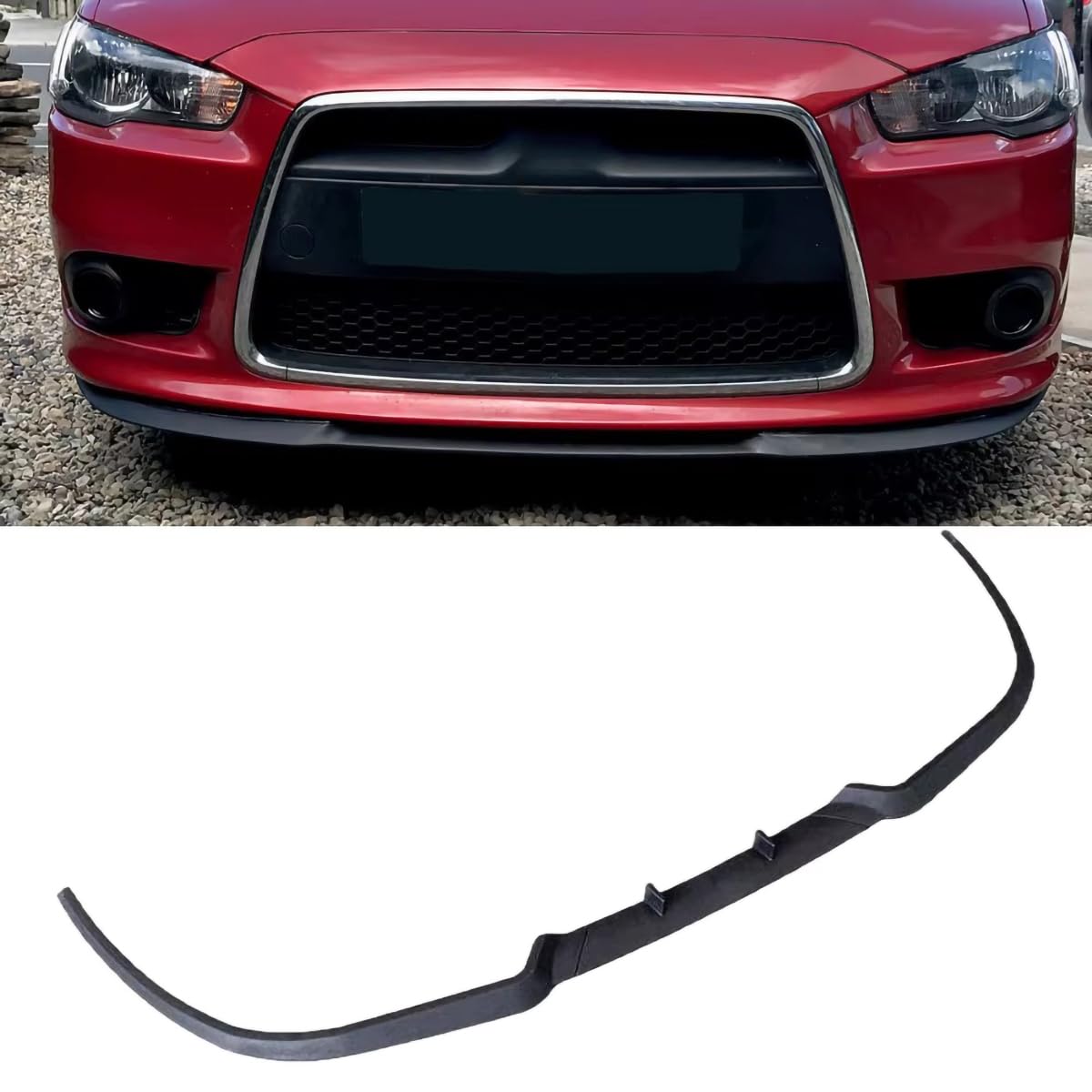 Spoilerlippe für Frontstoßstange für Mitsubishi Lancer EVO, Stoßstangen-Kinnsplitter-Lippendiffusor, ABS-Material,A-Black von ljxwzh