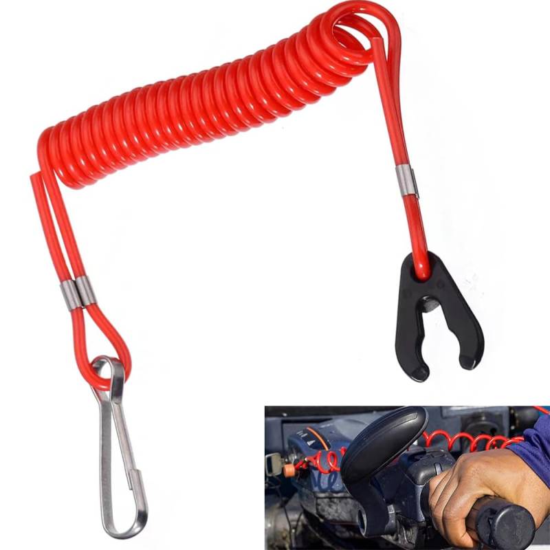 Kill Switch Sicherheitsleine, Motorstoppschalter Seil Lanyard, Sicherheitsstoppschalter, Sicherheitsseil, ausziehbar flexibel für Motorrad, Autobike, Autocycle, All Series Motoboot von lohill