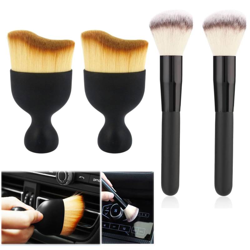 lohill Auto Detailingbürste staubpinsel,4 Stück Auto Reinigungsbürsten Car Interior Detailing Brushes reinigungspinsel, Auto Detail Cleaning Brush für Armaturenbrett, Luftauslass, Autopflege von lohill