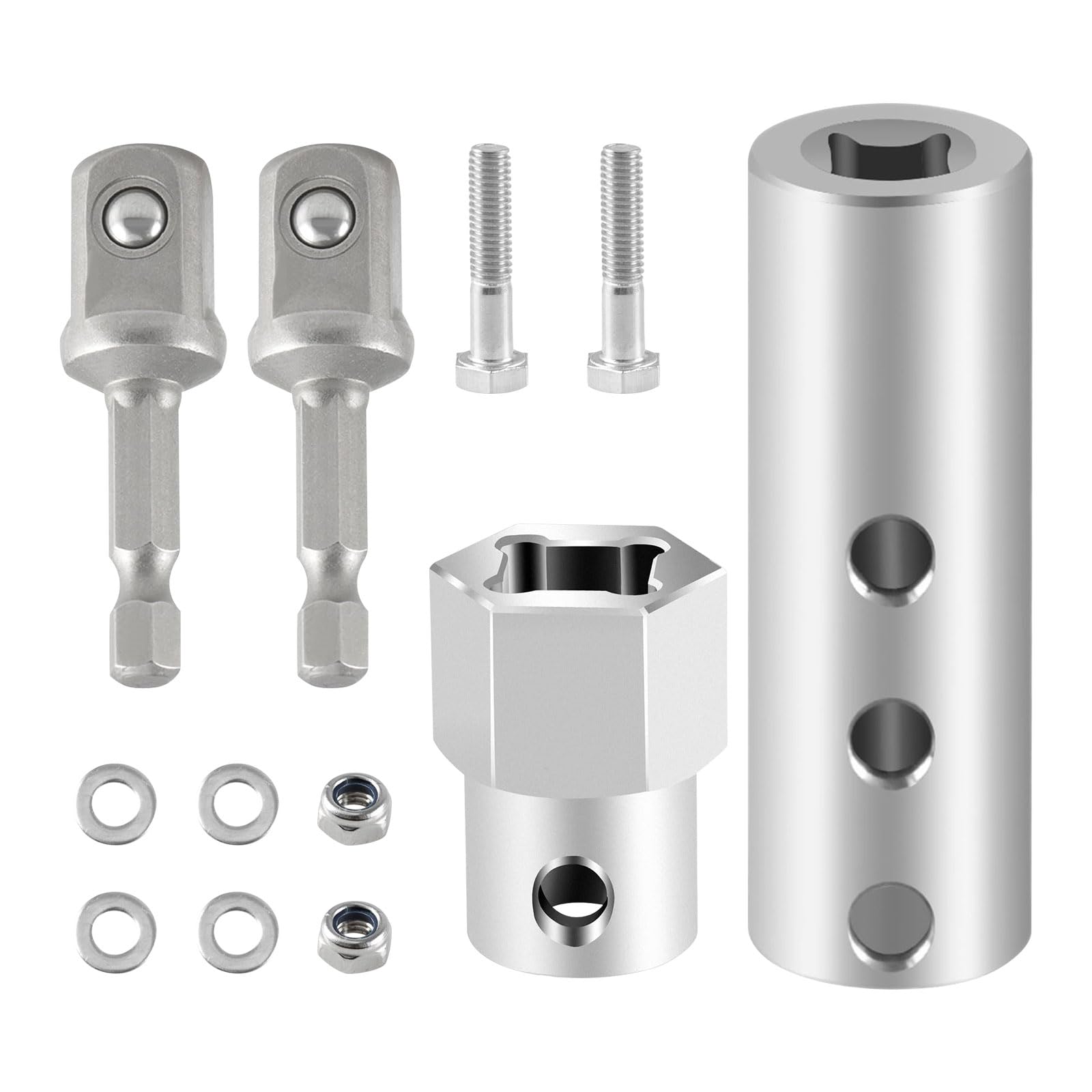 Anhängerheber Bohrer Adapter Kit, Edelstahl Anhänger Wagenheber Elektrische Bohrmaschine Adapter und Top Wind Anhänger Wagenheber Kurbelgriff Akkubohrmaschine Adapter mit 1/2 Zoll Stecknuss Adapter von luolety