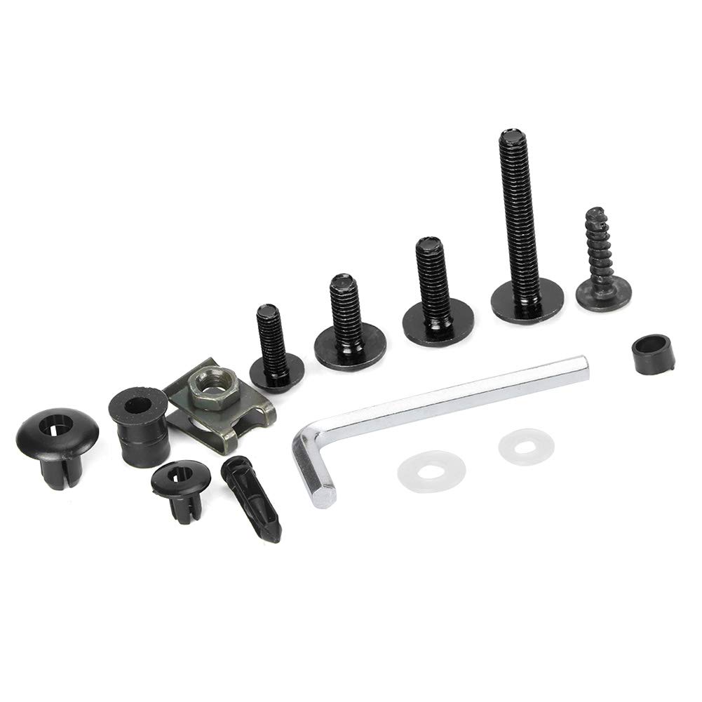 173-teiliges Motorrad-FAI-Schrauben-Set, Windschutzscheibe, Karosserie, Schrauben, Muttern, Hardware für MTB, ATV, Roller, Motorrad, Schwarz (Black) von lvifloae