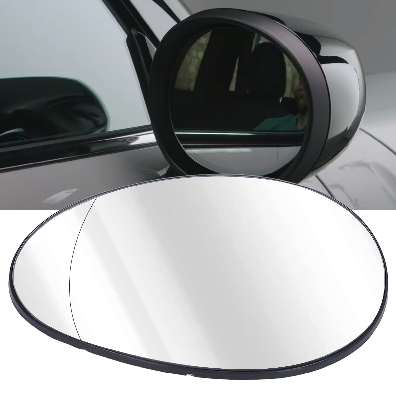 Beheiztes Glas für den linken Seitenspiegel des Fahrers, passend für Mini Cooper, Auto-Rückspiegelglas, beheiztes konvexes Rückspiegelglas für die linke Seite für Cooper R55 R56 (Left 96401 9PB0A) von lvifloae