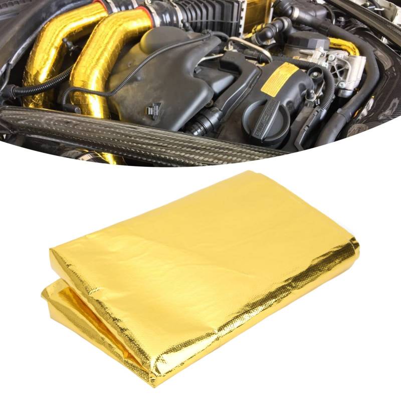 Self Adhesive Reflective Gold High Temperature Heat Wrap Tape Thermal Insulation for Wrapping Wires Fuel Lines Engine Covers More (Gold) von lvifloae