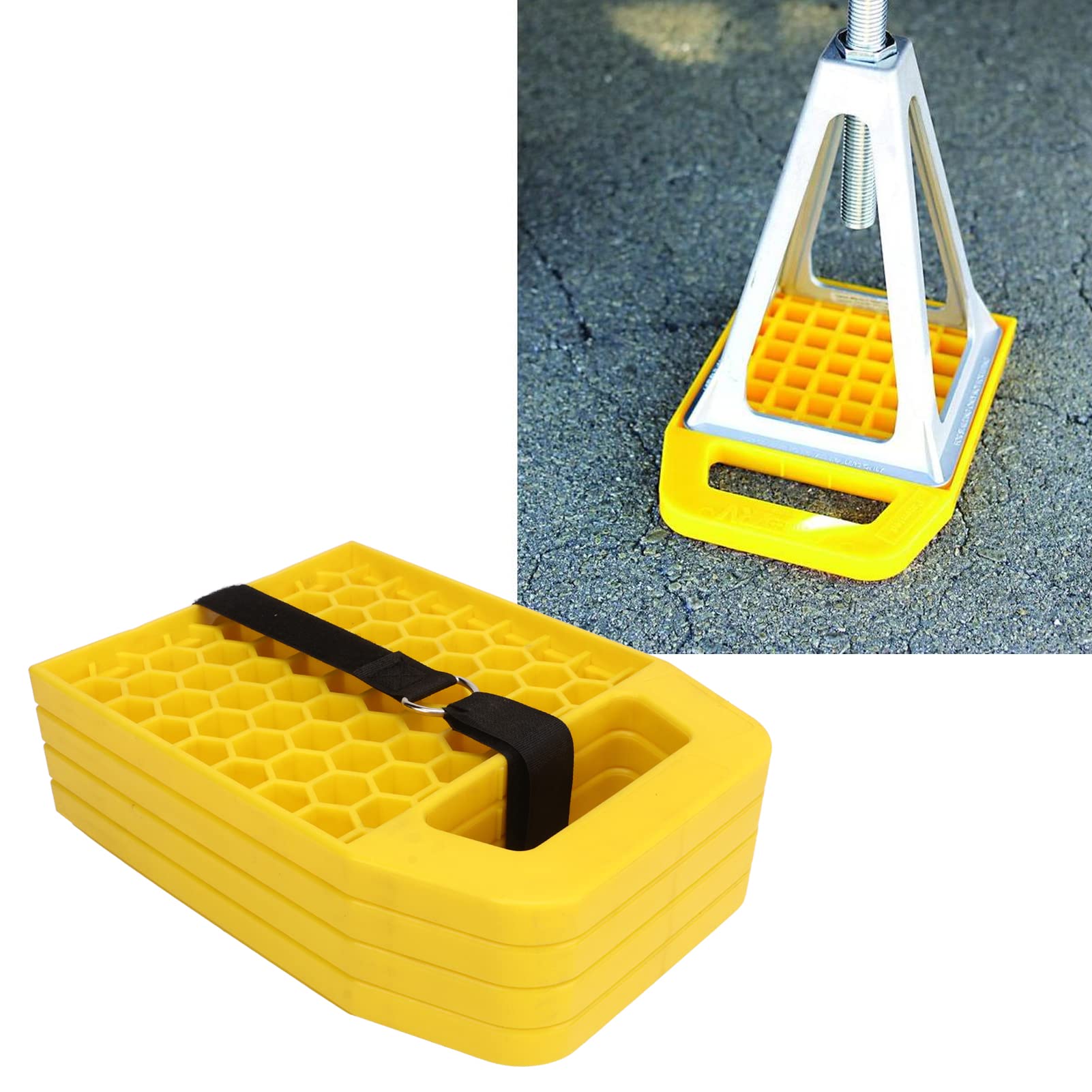 Wohnmobil-Wagenheber-Pad verhindert das Absinken von Wagenhebern, rutschfest, wetterfest, starker UV-stabilisierter Nivellier-Wagenheber-Block für Wohnwagen, Anhänger, 4 Stück (Yellow) von lvifloae