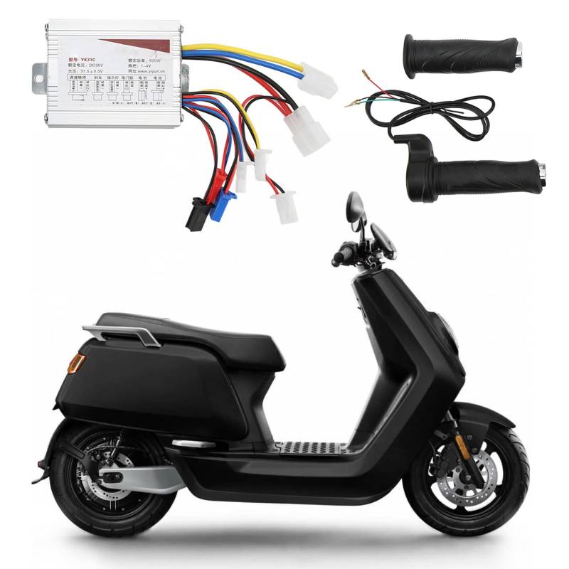 lvifloae 36V 500W Motorbürsten-Geschwindigkeitsregler mit Knopf-Gasgriff, Aluminiumlegierung, für E-Bike-Scooter von lvifloae