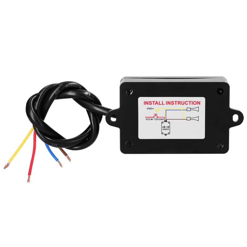 lvifloae Hupen-Soundeffekt-Controller, Auto-Hupen-Controller, elektrische Hupen-Sound-Anpassung, 10 Arten von Soundeffekten, Umschaltung von 12 auf 24 V für Auto, LKW, Marine, Boot von lvifloae