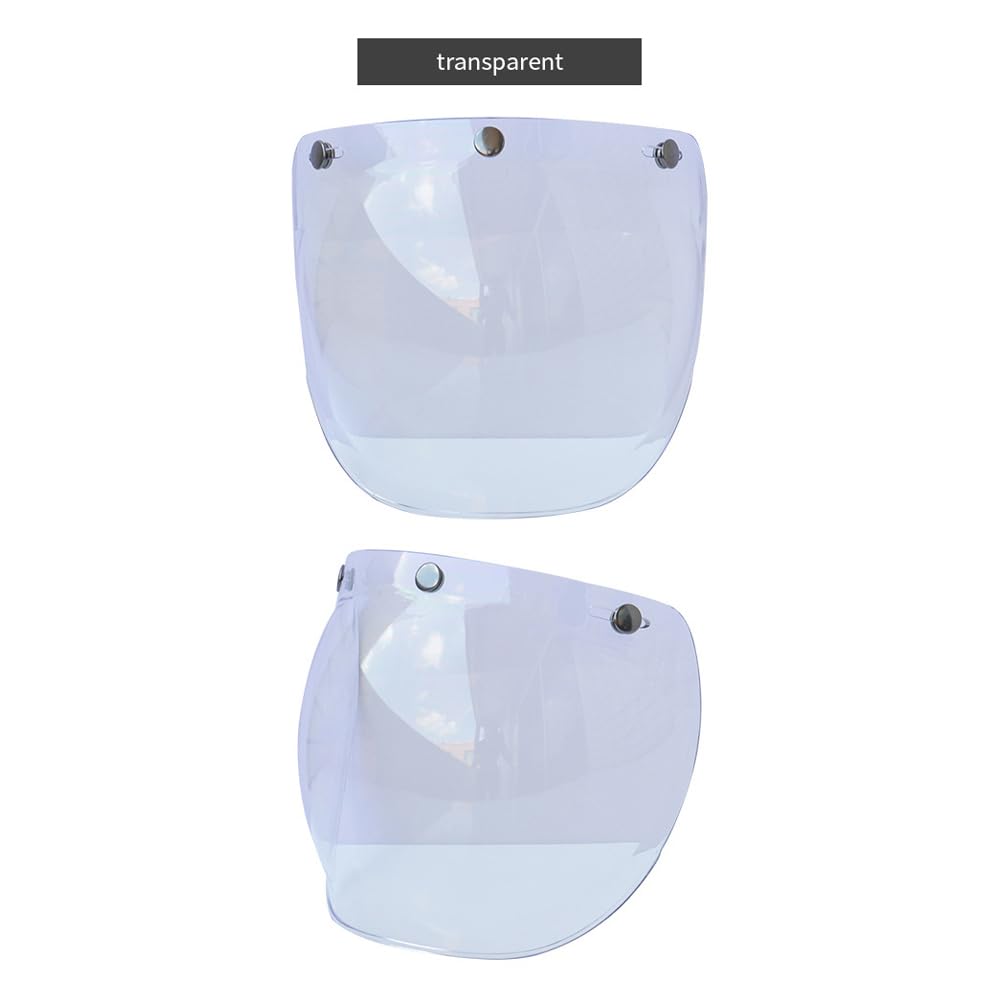 lvifloae Motorrad-Bubble-Visier, Windschutzscheibenlinse mit Klapphalterung für 3-Snap-Helme, Gelb, Tan, Dunkelbraun, Transparent, Mehrfarbig, Silber (Transparent) von lvifloae