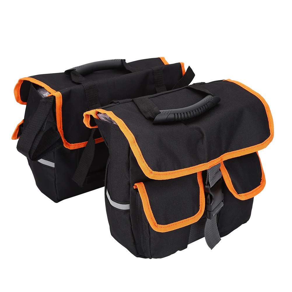 lyrlody Doppelte Fahrradtasche hinten Fahrradtaschen hinten seitlich wasserdicht große Kapazität für Outdoor Reiten, Camping, Schwarz und Orange von lyrlody