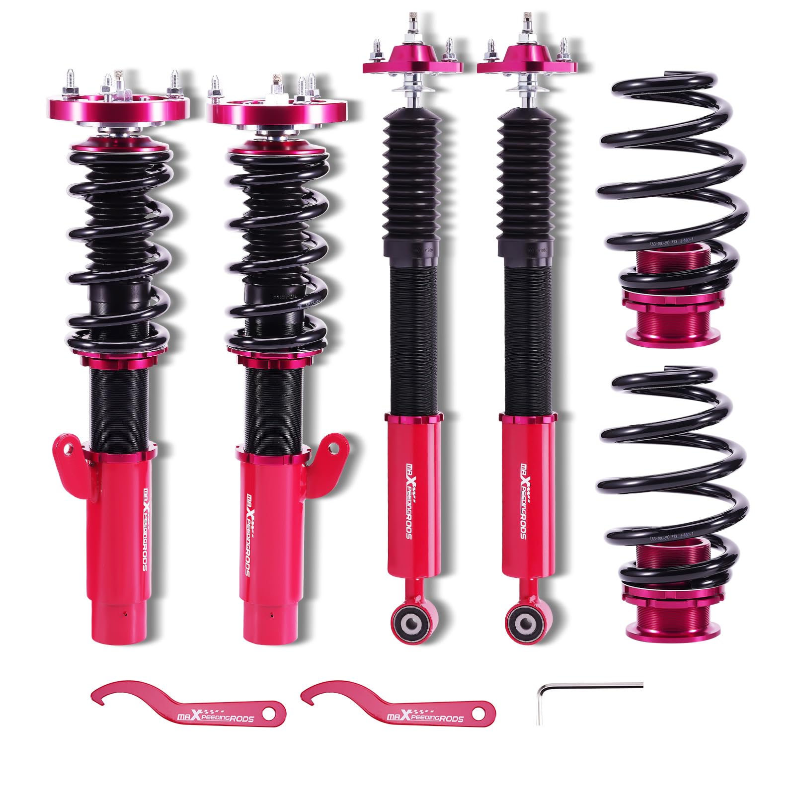 maXpeedingrods Fahrwerk Gewindefahrwerk für E46 3er 98-06 härteverstellbar 320d,330d Rot von maXpeedingrods