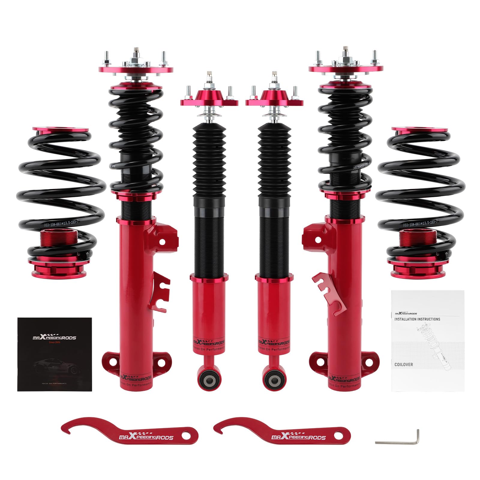 maXpeedingrods Gewindefahrwerk Stoßdämpfer verstellbar für E36 3-Serie Domlager Kit von maXpeedingrods