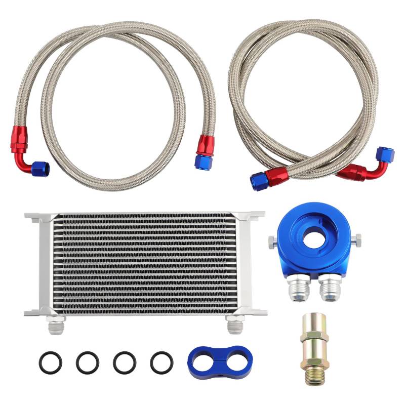 maXpeedingrods Ölkühler 19 Reihen AN10 Anschluss Set Universal Zusatz Kühlung Extern Oil Cooler von maXpeedingrods