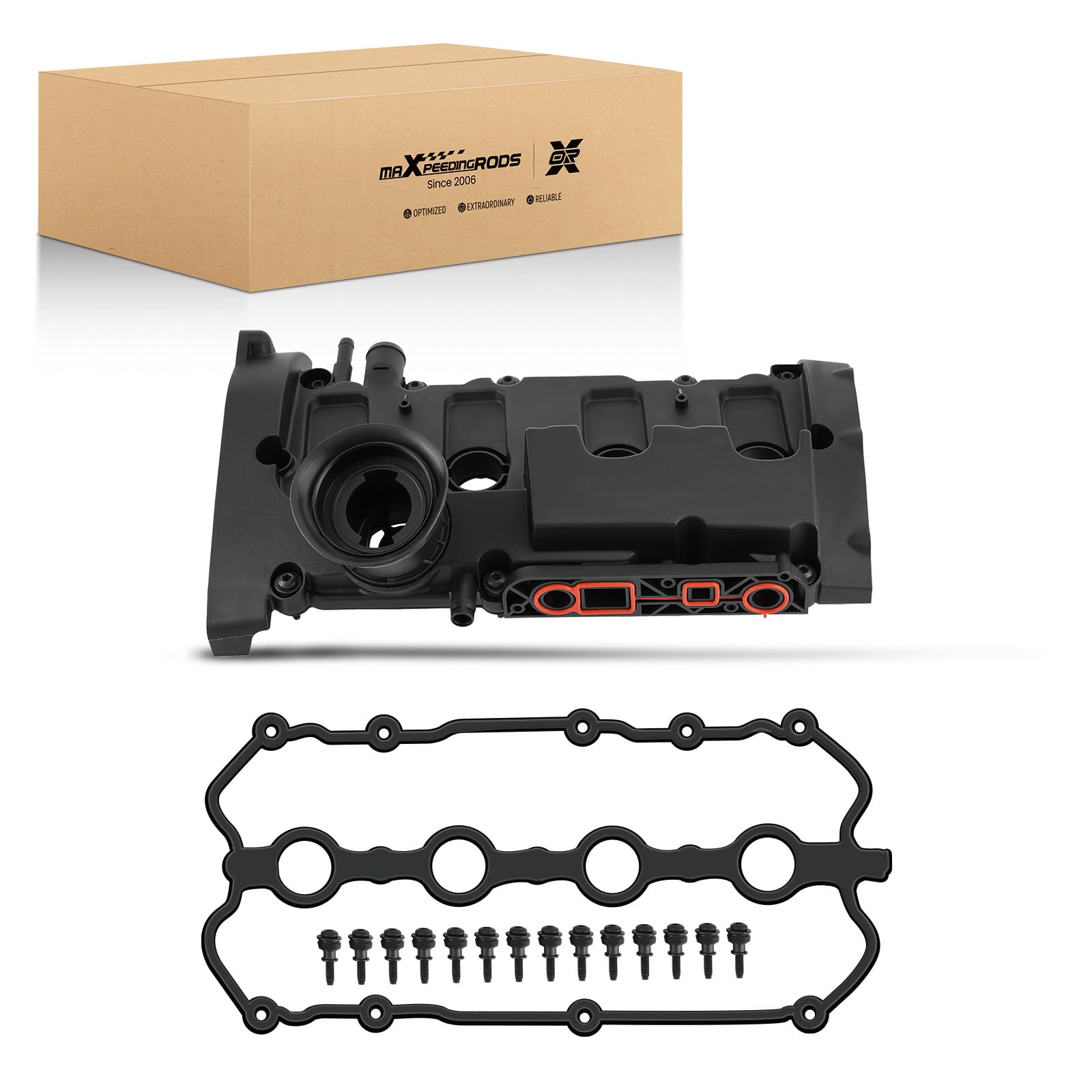 maXpeedingrods Zylinderkopfhaube Ventildeckel + Ventildeckeldichtung für A3 TT für VW für Golf V für Seat 2.0L 06F103469F- von maXpeedingrods