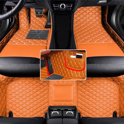 Anpassen Auto Fußmatte für Maserati Ghibli Levante GranCabrio GranTurismo Grecale wasserdichte Fussmatten rutschfeste Automatten Orange von maiqiken