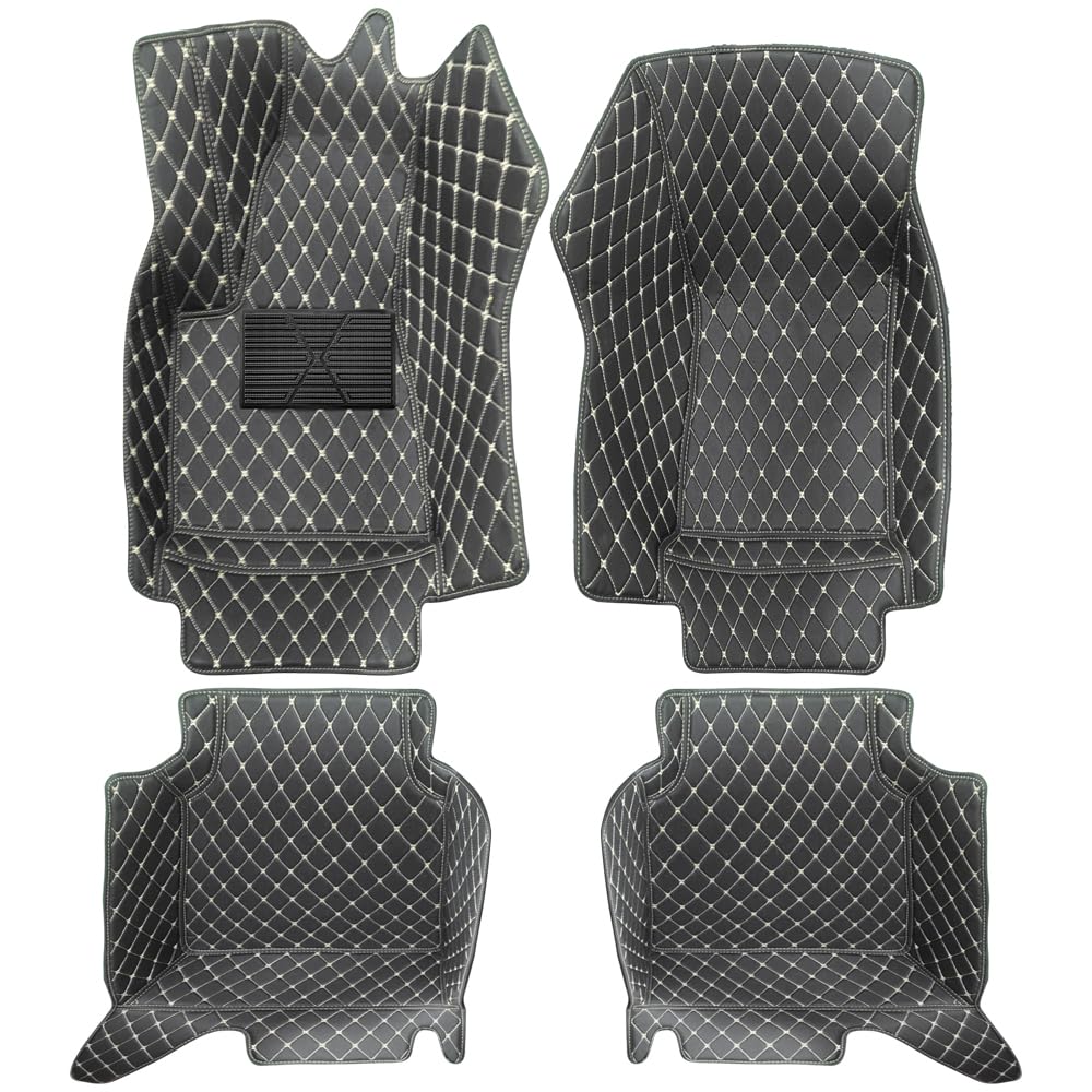 Auto Fußmatten für Audi A8 W12 4seat 2011-2016, Allwetter Fussmatten Set Zubehör Fußmatte,Schwarz Beige(Tatsächliches Aufnahmebild) von maiqiken