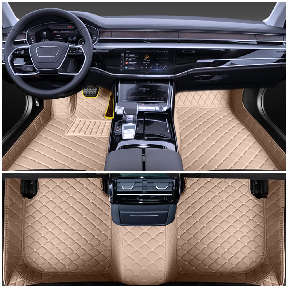 Auto Fußmatten für Audi Q7 (5seat) 2016-2019 Allwetter Fussmatten Set Zubehör Fußmatte,Beige von maiqiken