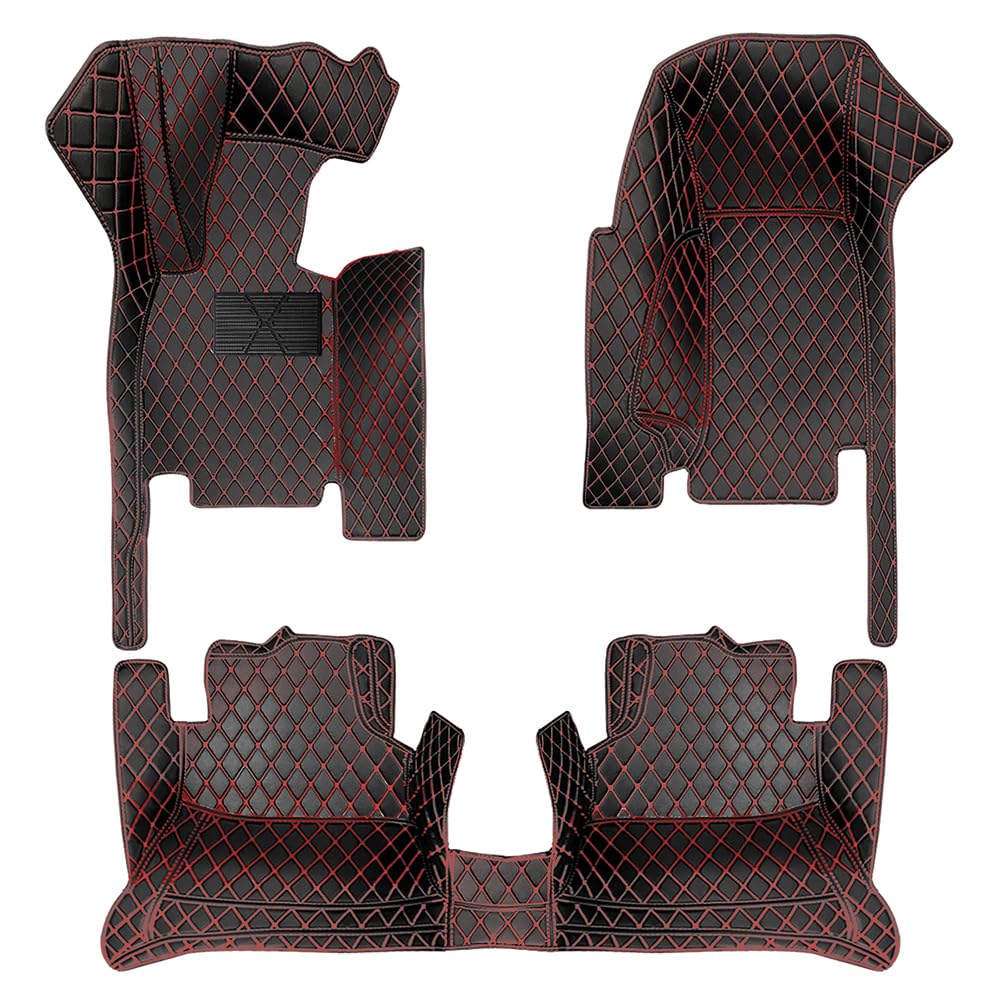 Auto Fußmatten für Cadillac ATS 2013-2014, Allwetter Fussmatten Set Zubehör Fußmatte,Schwarz-Rot(Tatsächliches Aufnahmebild) von maiqiken