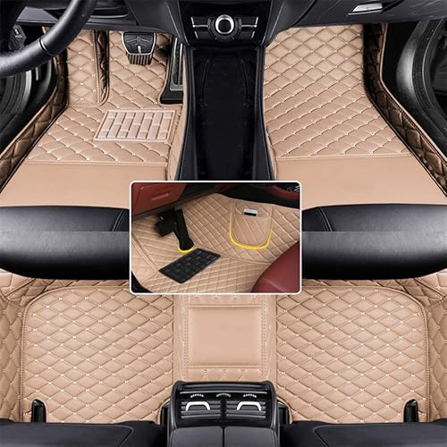 maiqiken Anpassen Auto FußMatten für 95% Auto Modelle 2000-2025 Autofussmatten 3D Luxus Anti-Rutsch PU-Leder Nach Maß Fußmatten (Beige) von maiqiken