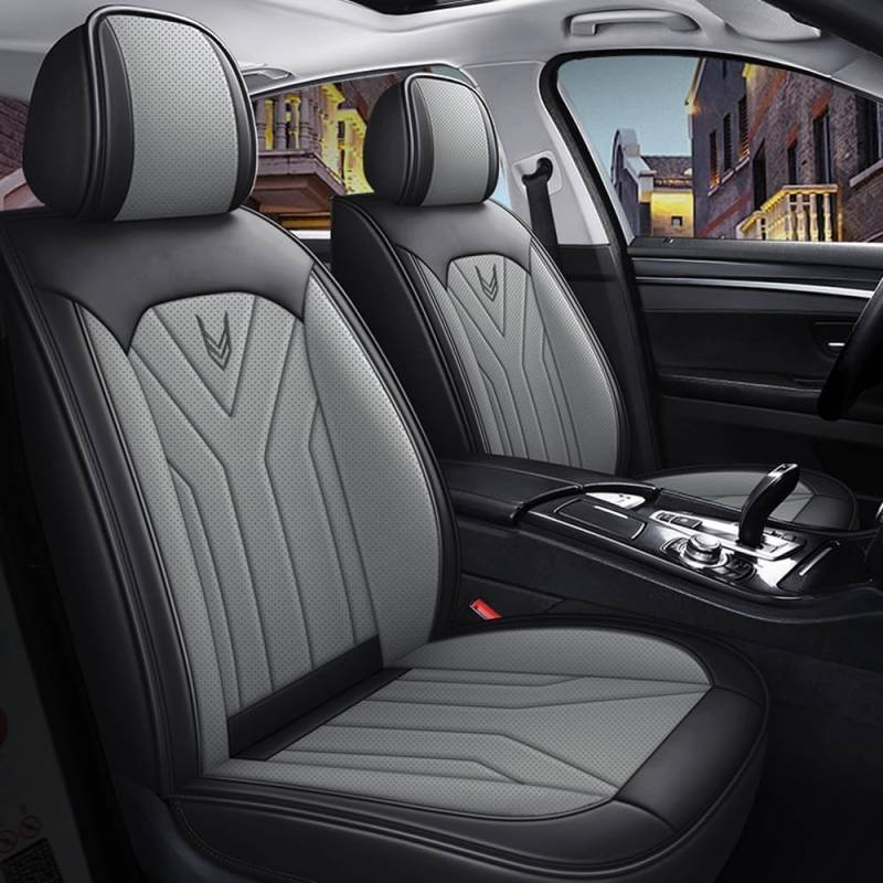 maiqiken Autositzbezüge Für VW Für Volkswagen Amarok 2010-2024 5-Sitzer kompletter Satz Sitzkissen Allwetter Autoteile Interieur, Standard - Schwarz Grau von maiqiken