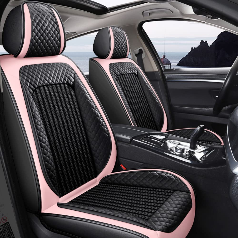 maiqiken Autositzbezug Für SEAT Ibiza 2009-2025 Komplettset 5-Sitze Auto Sitzbezüge Allwettereinsatz Auto PU Ledersitzbezug Vorne und Hinten,Standard - Rosa von maiqiken