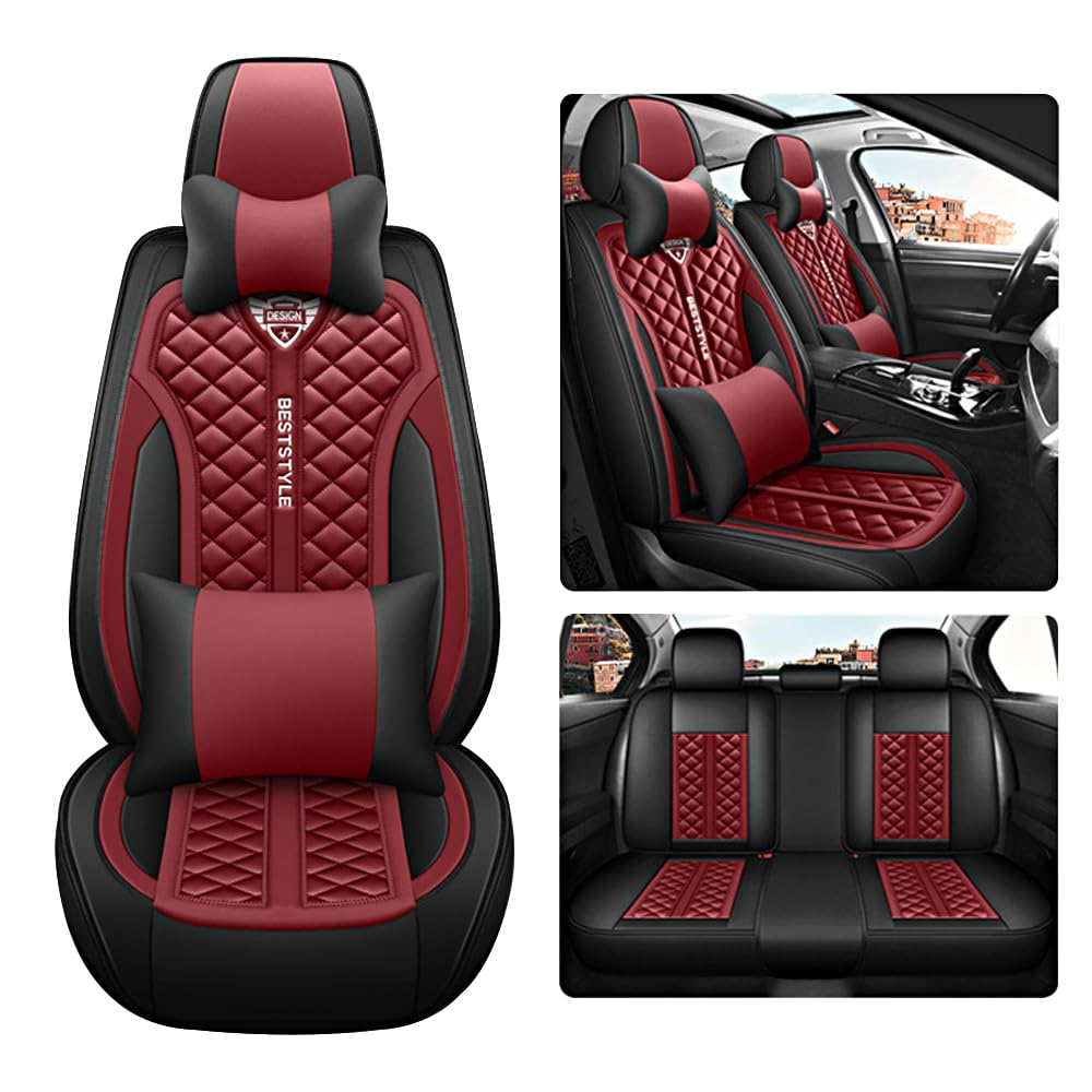 maiqiken Autositzbezug Für VW Für Volkswagen Golf3 Golf5 Golf6 Golf7 Tour Variant Komplettset 5 Sitze Allwettereinsatz Auto Ledersitzbezug Martha Red von maiqiken