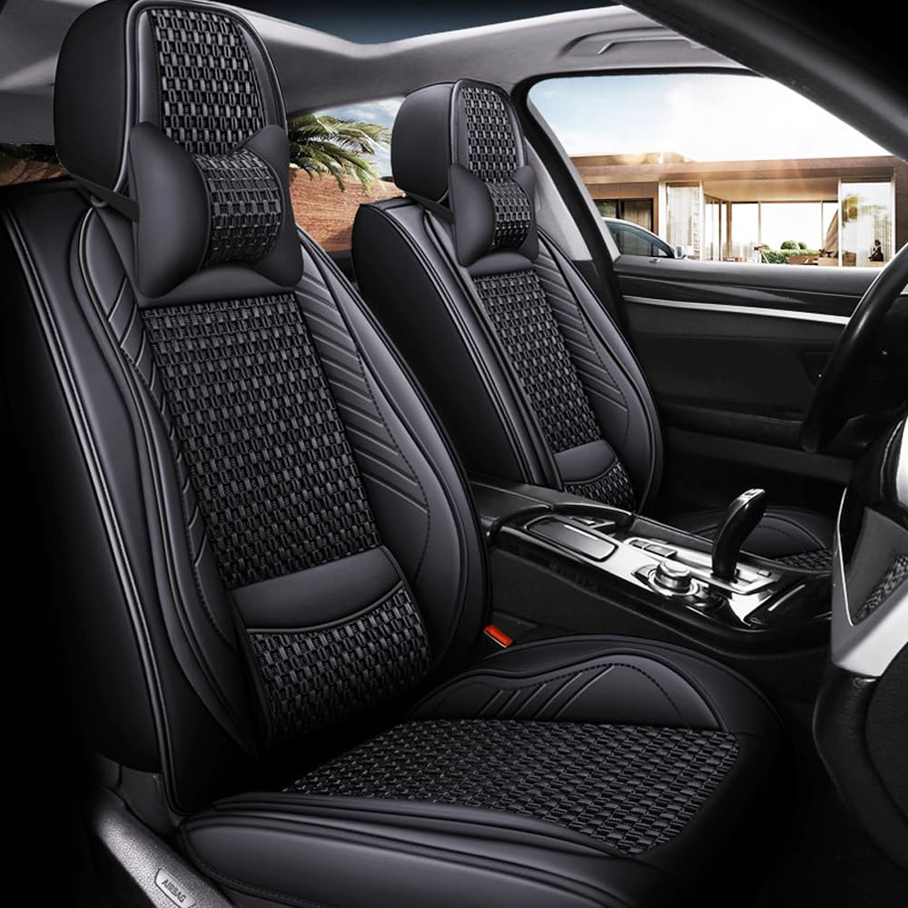 maiqiken Autositzbezug Für Volvo XC90 5seats 2003-2025 Komplettset 5-Sitze Sitzbezüge Allwettereinsatz Auto PU Ledersitzbezug Vorne und Hinten,Deluxe - Schwarz von maiqiken