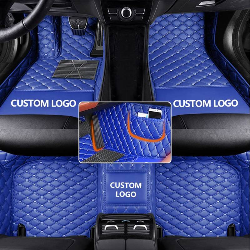 Anpassen Auto Fußmatten für MG MG3 MG5 MG6 MG7 GT ZS HS RX5 EHS, PU-Leder wasserdichte rutschfeste Auto Fussmatten Set Blau von manchoose