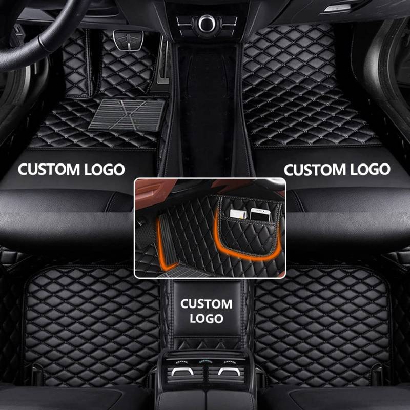 Anpassen Auto Fußmatten für Smart 453 Coupe/Forfour/Fortwo/Roadster, PU-Leder wasserdichte rutschfeste Auto Fussmatten Set Schwarz von manchoose